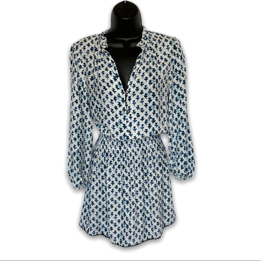 Saylor Long Sleeve Smocked Floral Mini Dress (Xs)